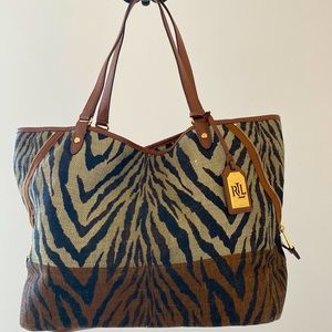 Ralph Lauren animal print burlap bag